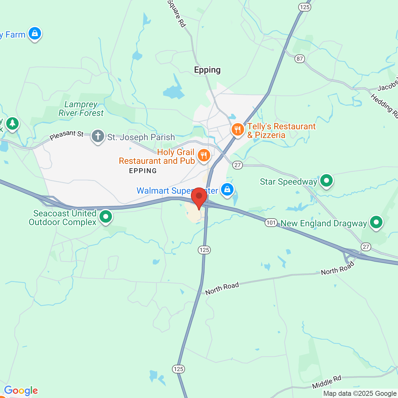 Google map image of our location in 1 Brickyard Square Epping, NH